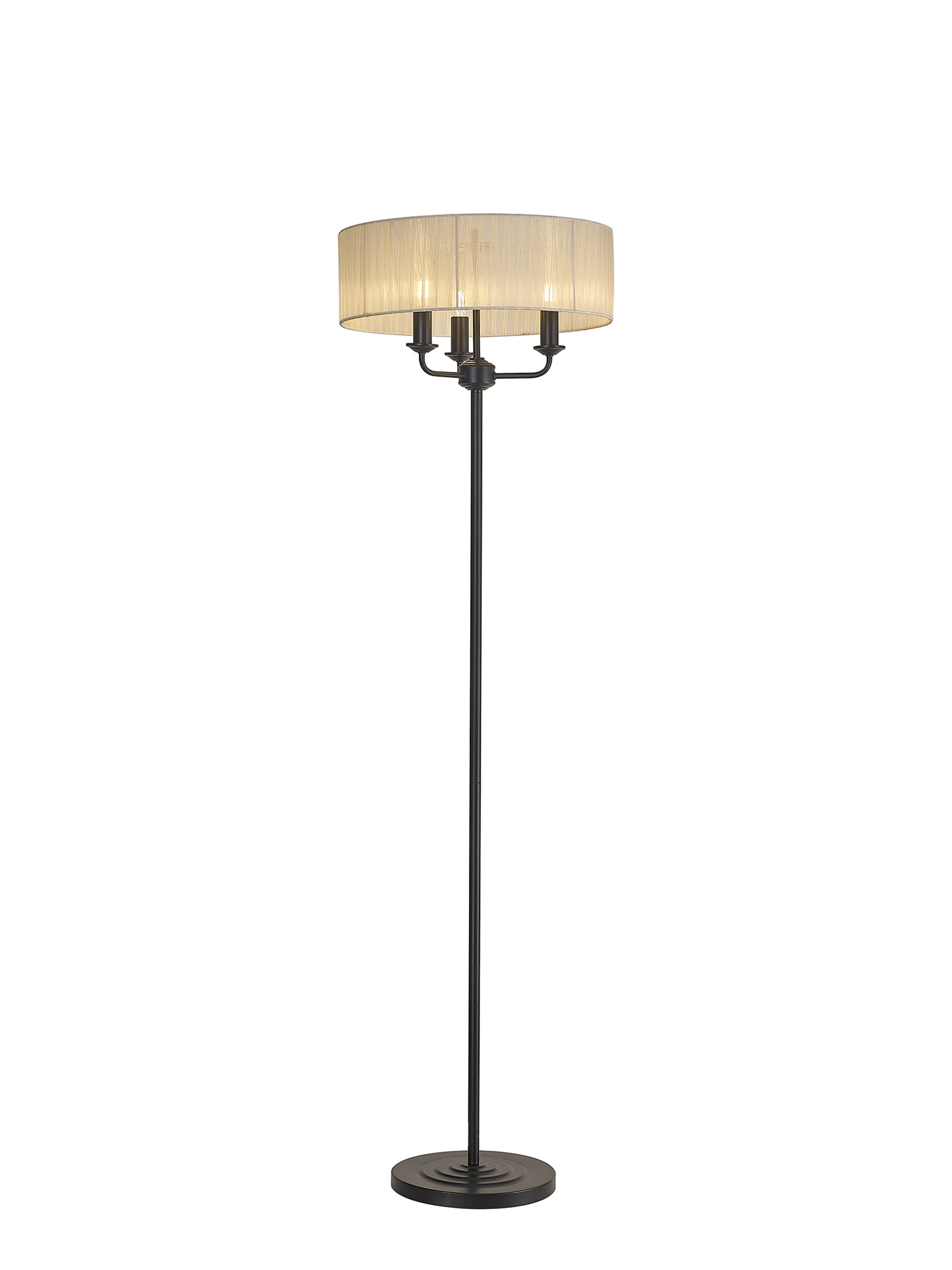 DK1059  Banyan 45cm 3 Light Floor Lamp Matt Black, Cream